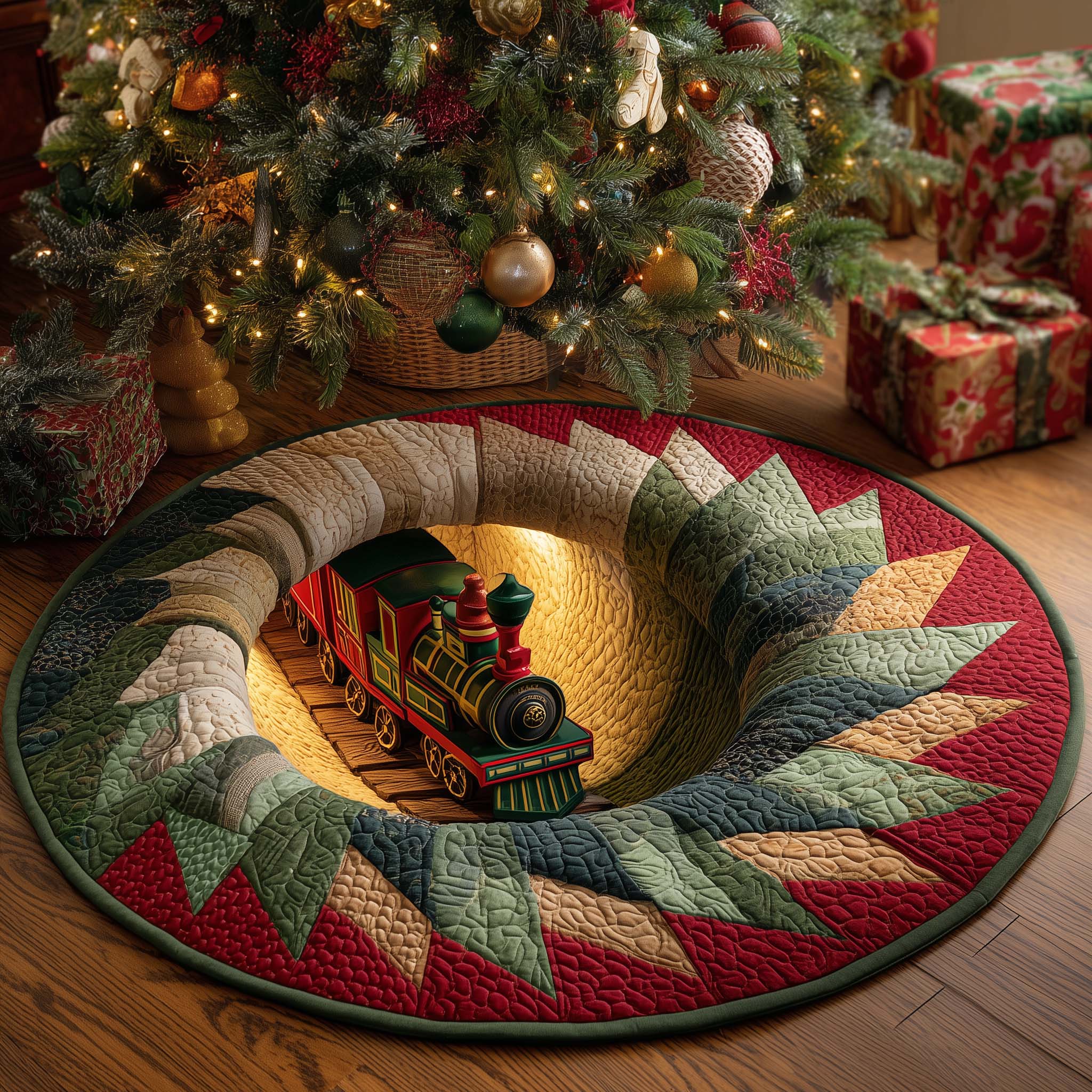 Train Tunnel Quilted Round Mat Perfect Home Accessory Quilted Round Mat