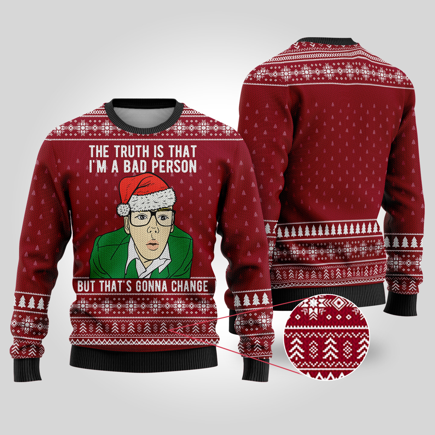 Trainspotting Ugly Christmas Sweater Cardinal Red Merry Christmas Sweatshirt for Holiday Fun