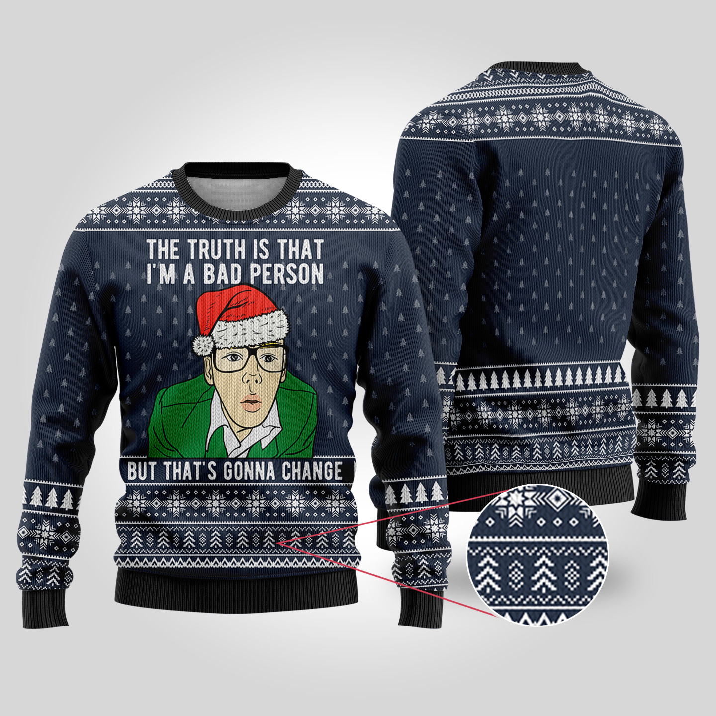 Trainspotting Ugly Christmas Sweater Navy Merry Christmas Sweatshirt for Holiday Fun