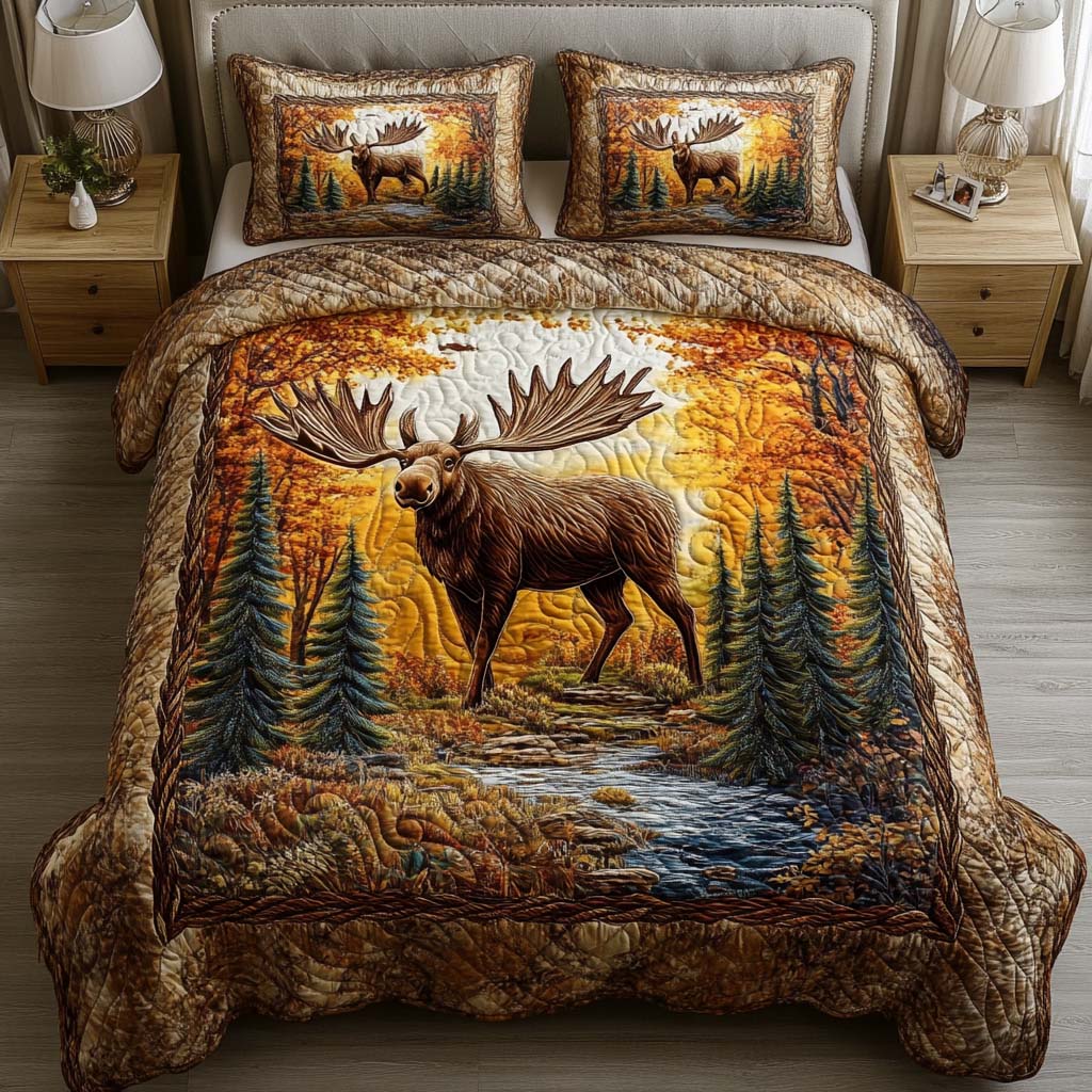 Tranquil Animal Woods Quilted Bedding Set Bedroom Decor Ideas Gifts For Autumn Lovers