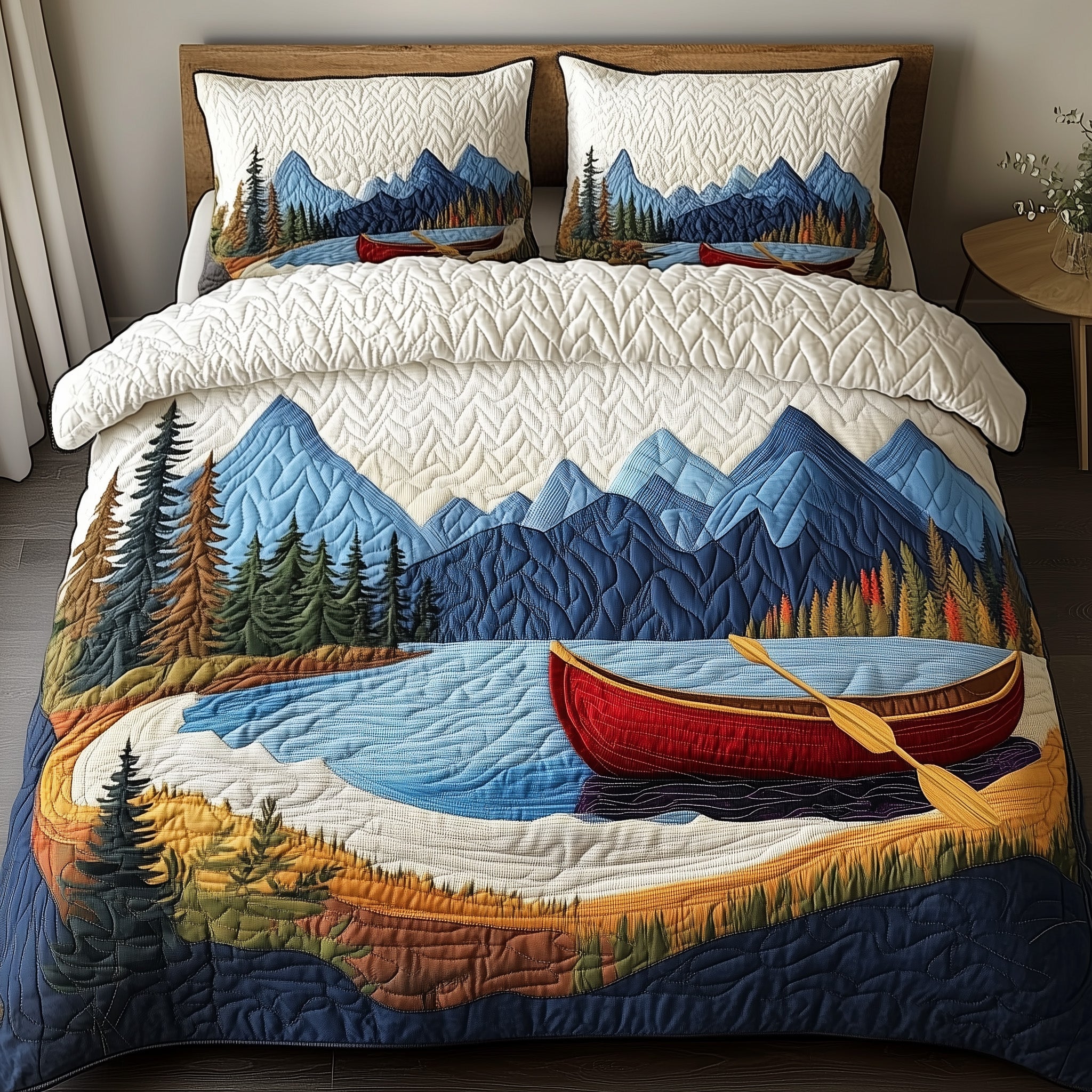Tranquil Canoe Quilted Bedding Set Duvet Cover Bed Sheet Graduation Ideas For Daughter