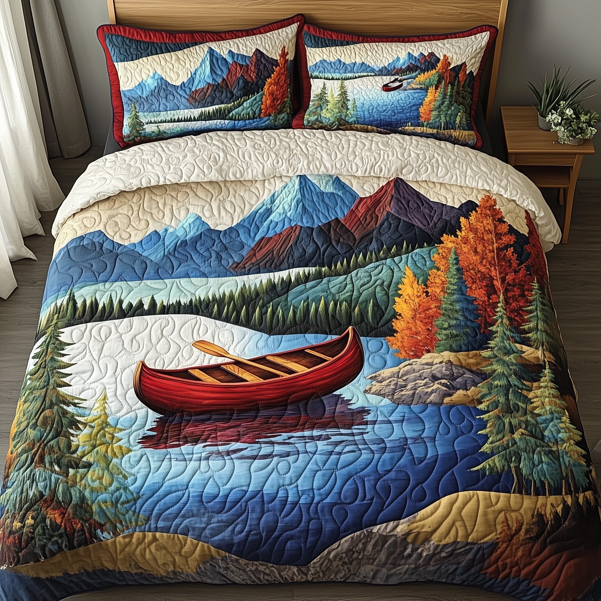 Tranquil Canoe Quilted Bedding Set Duvet Cover Bed Sheet Last Minute Christmas Gifts For Wife