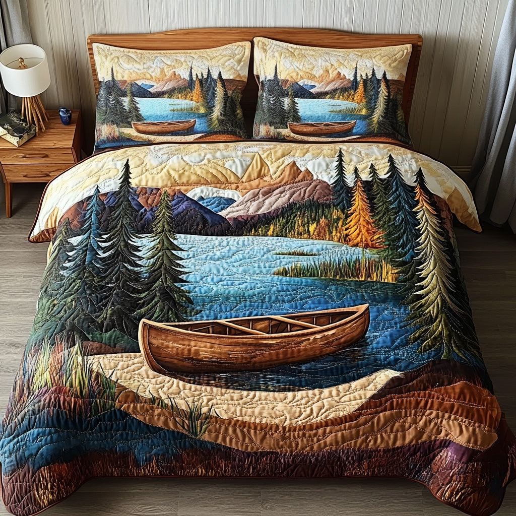 Tranquil Canoe Quilted Bedding Set Duvet Cover Bed Sheet Mother Daughter Gifts