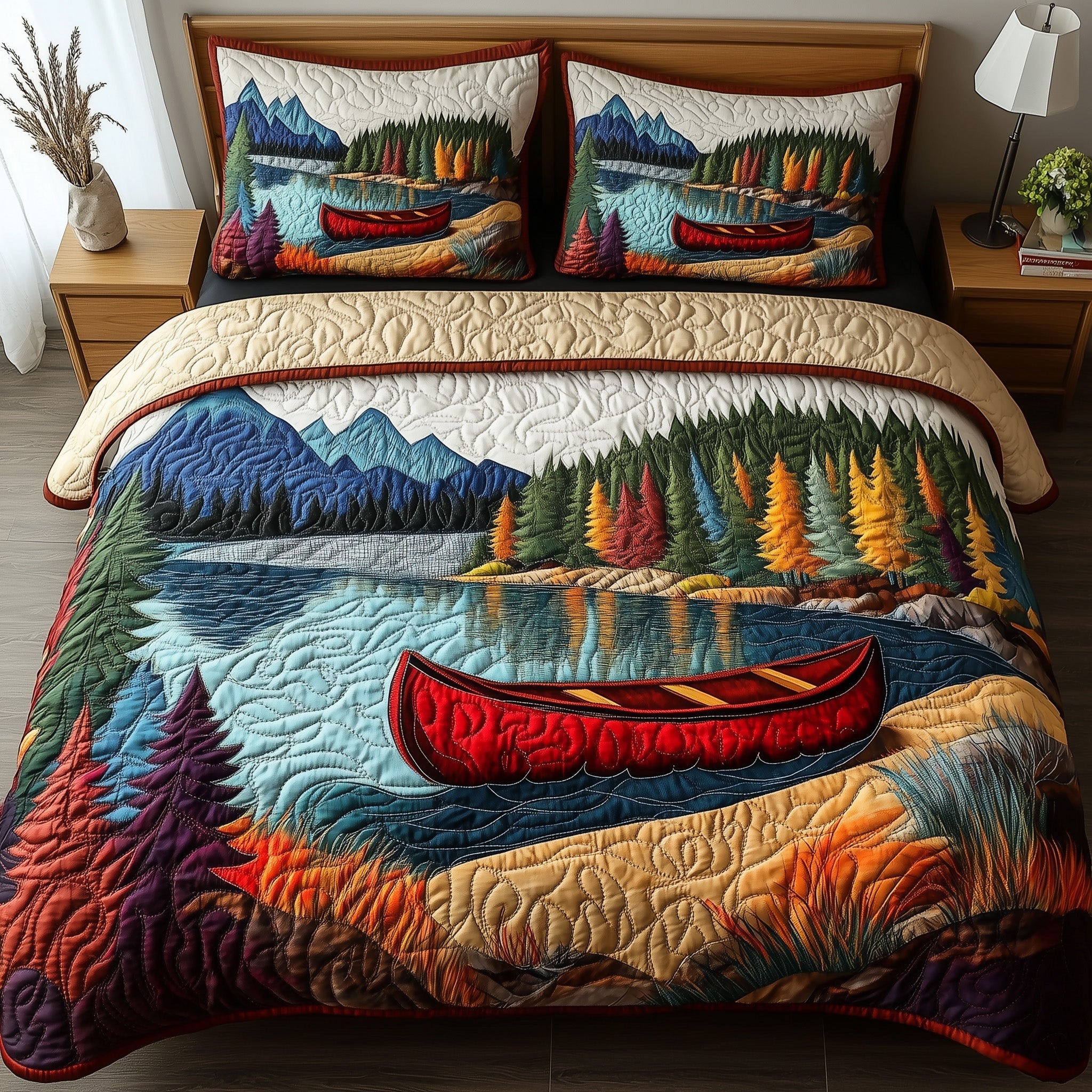 Tranquil Canoe Quilted Bedding Set Duvet Cover Bed Sheet Things To Get Your Bf For Christmas