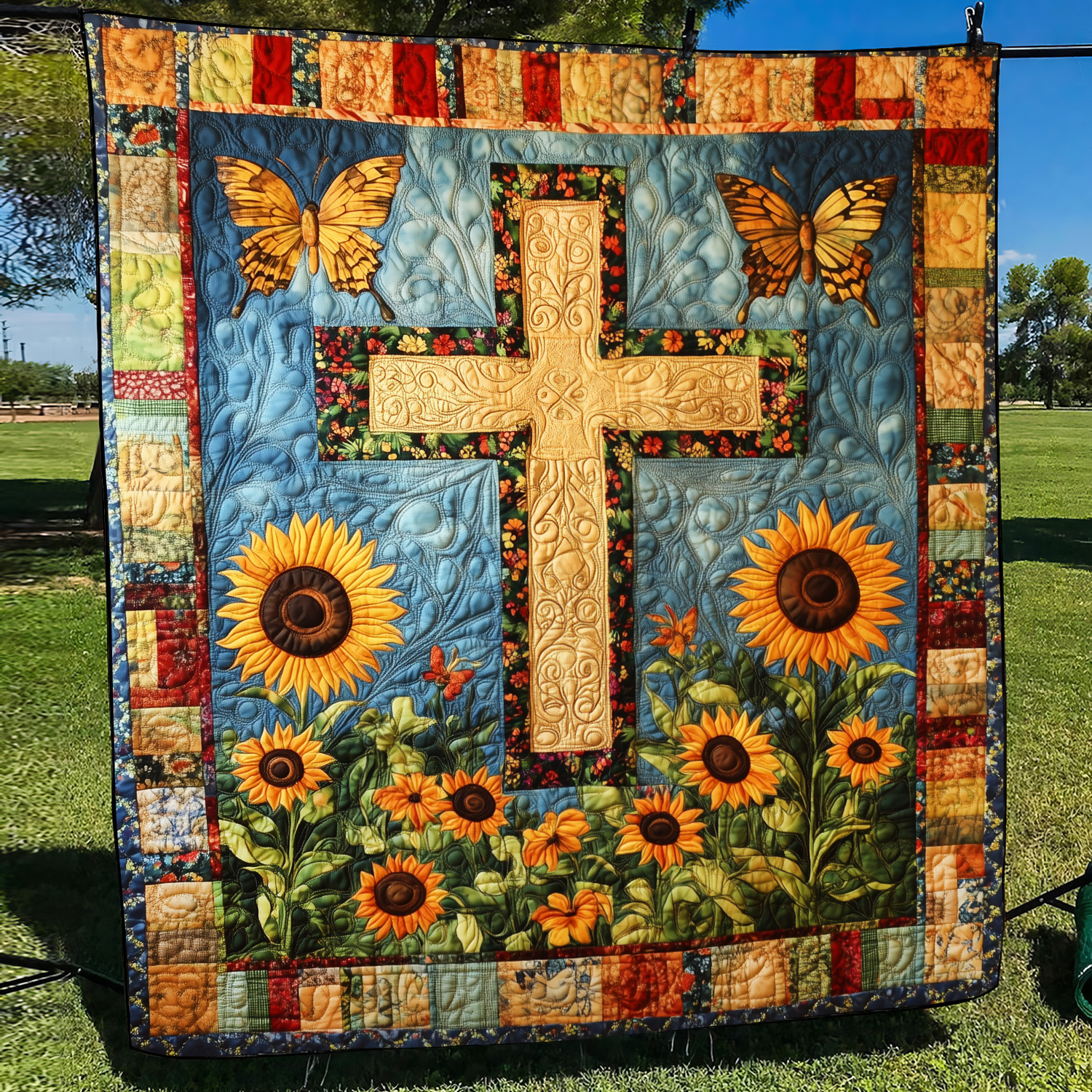 Tranquil Cross Quilted Blanket Unique Christian Gifts