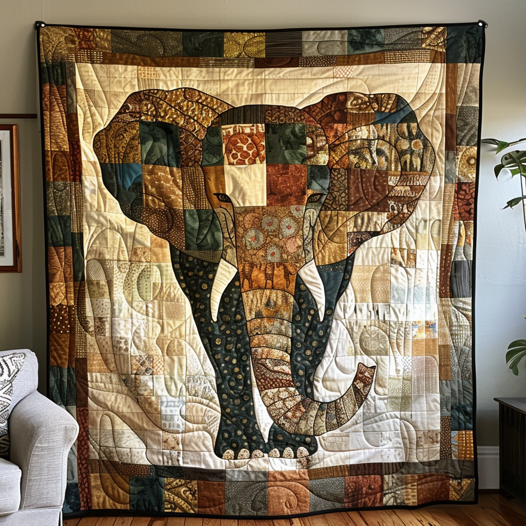 Tranquil Elephant Quilted Blanket Presents For Elephant Lovers