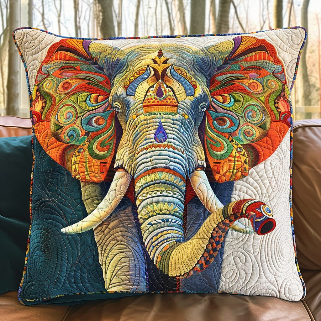 Tranquil Elephant Quilted Pillow Case Animal Home Decor Elephant Lover Presents