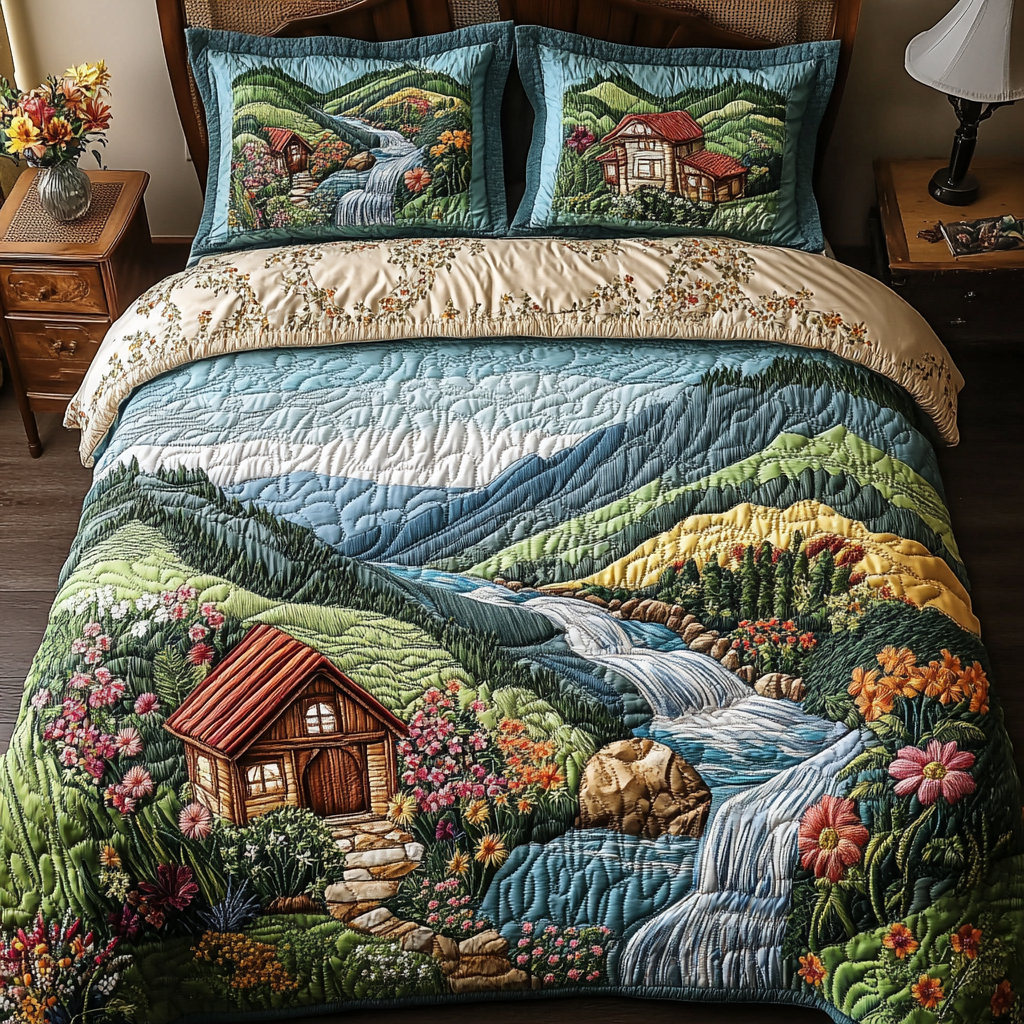 Tranquil Escape Quilted Bedding Set Summer Bed Set Awesome Father's Day Gifts