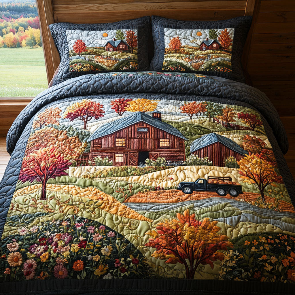 Tranquil Farmscape Quilted Bedding Set Thoughtful Bedroom Gift Idea for Any Occasion