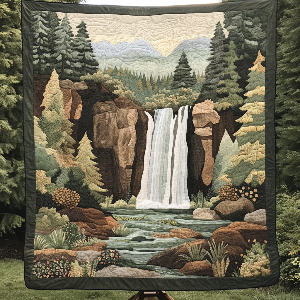 Tranquil Flow Quilted Blanket Christmas Room Decor Unique Gifts For Nature Lovers