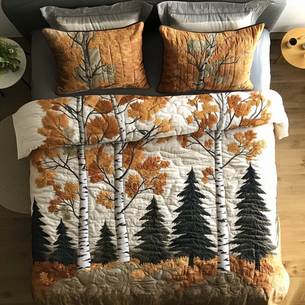 Tranquil Forest Quilted Bedding Set Best Bed Sheet Set Gift Ideas For Fall
