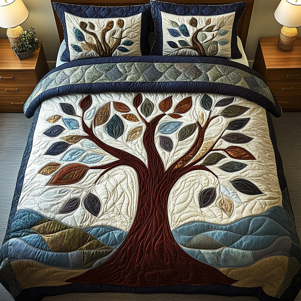Tranquil Grove Quilted Bedding Set Bedroom Decorations Tree Of Life Gift Items