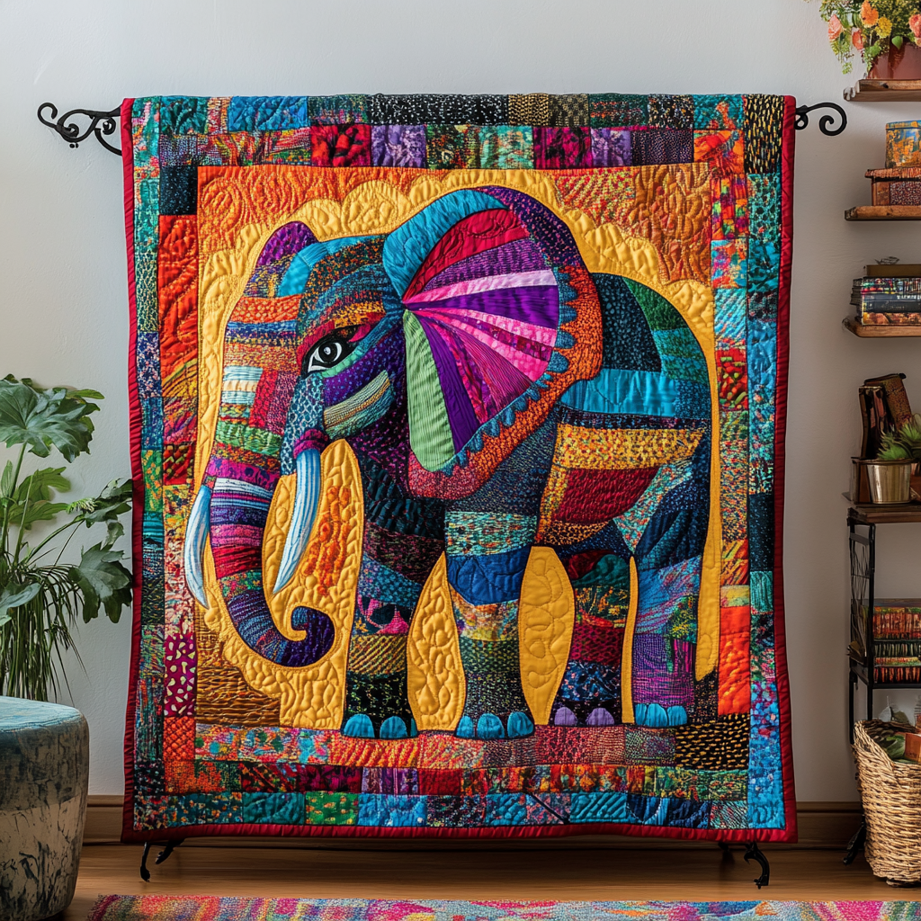 Tranquil Herd Quilted Blanket Bedroom Decor Christmas Cute Gift For Elephant Lovers