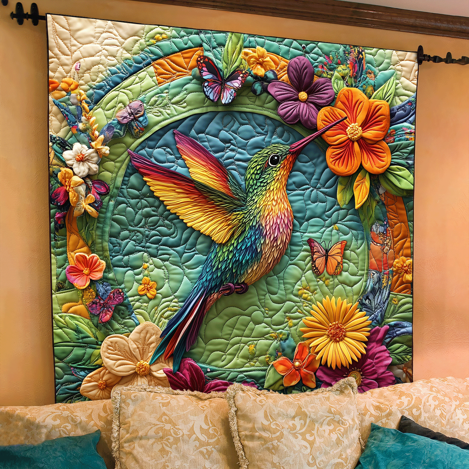 Tranquil Hummingbird Quilted Blanket Gifts For Hummingbird Lovers