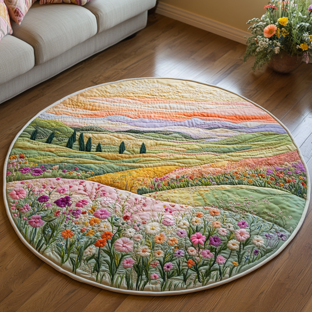 Tranquil Lands Quilted Round Mat Front Door Entryway Ideas Best Gifts For Flower Lovers