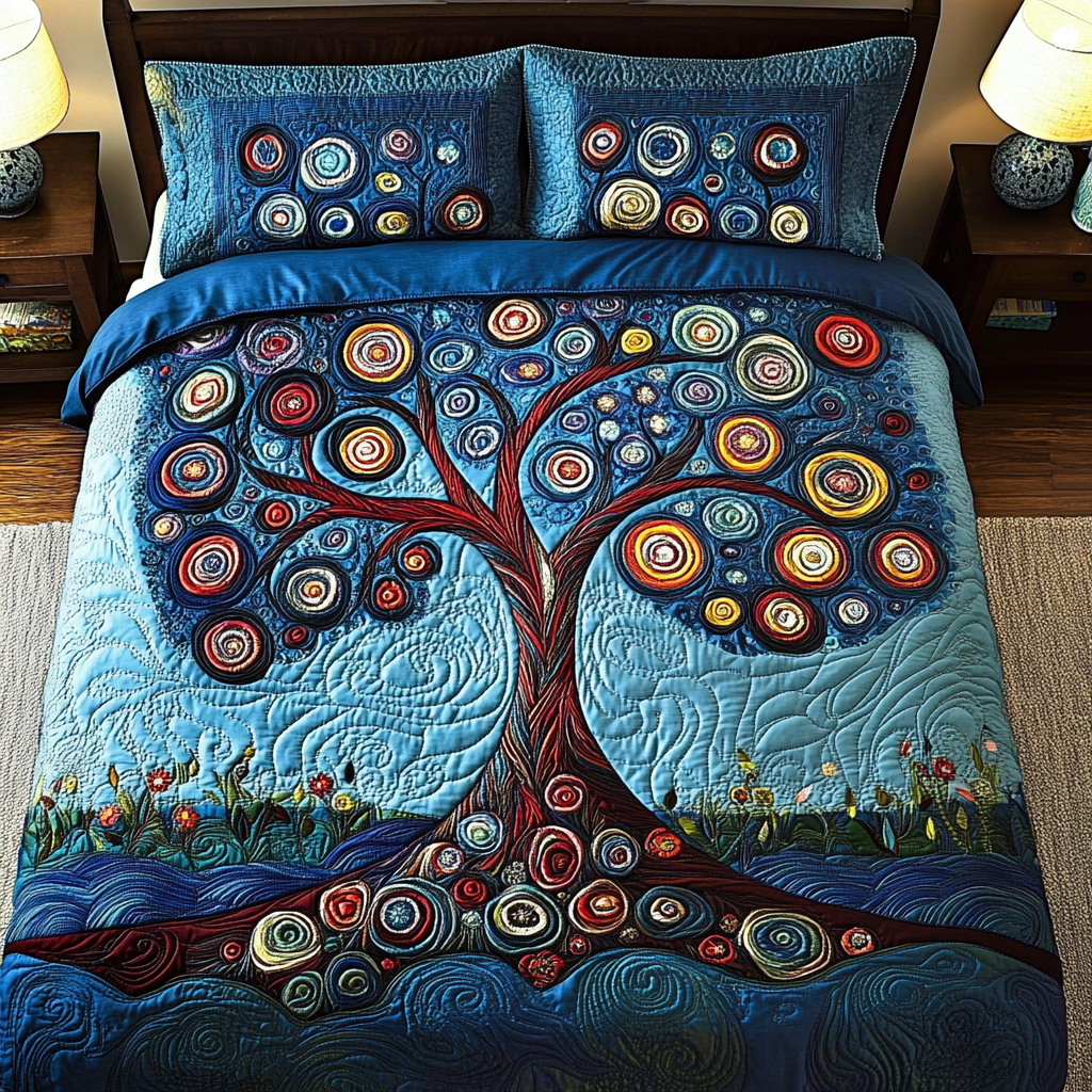 Tranquil Nature Quilted Bedding Set Perfect Bedding Gift Set for Family and Friends