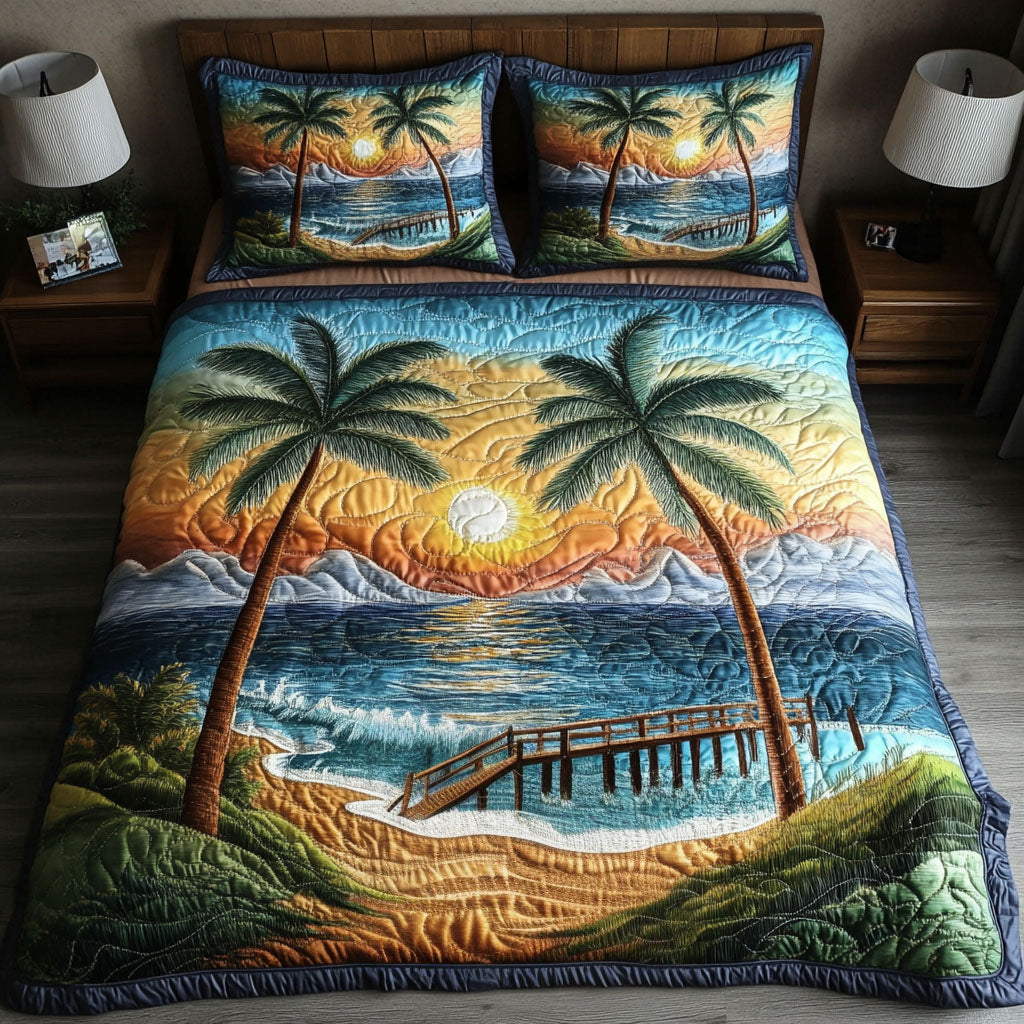 Tranquil Shoreline Retreat Quilted Bedding Set Cute Bedroom Decor Best Gifts For Fisherman 2025