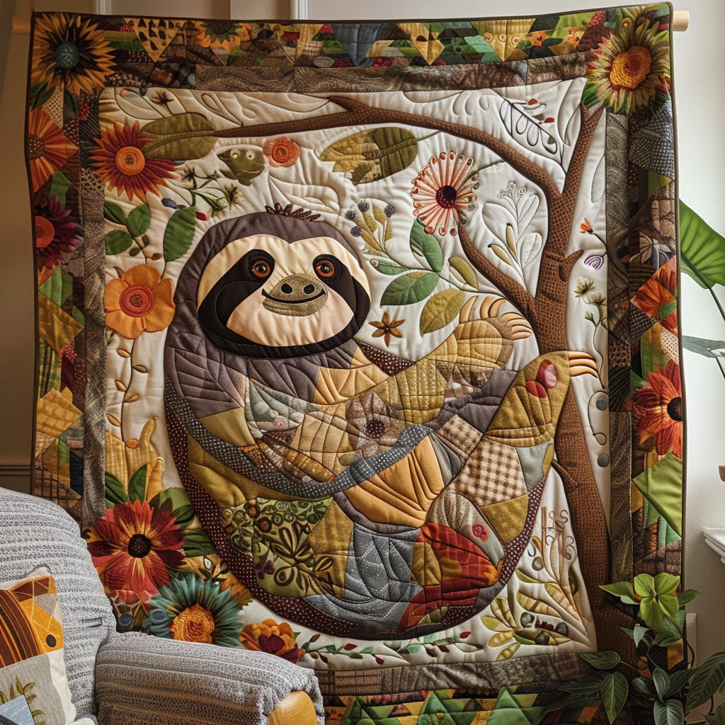 Tranquil Sloth Quilted Blanket Gifts For Sloth Lovers