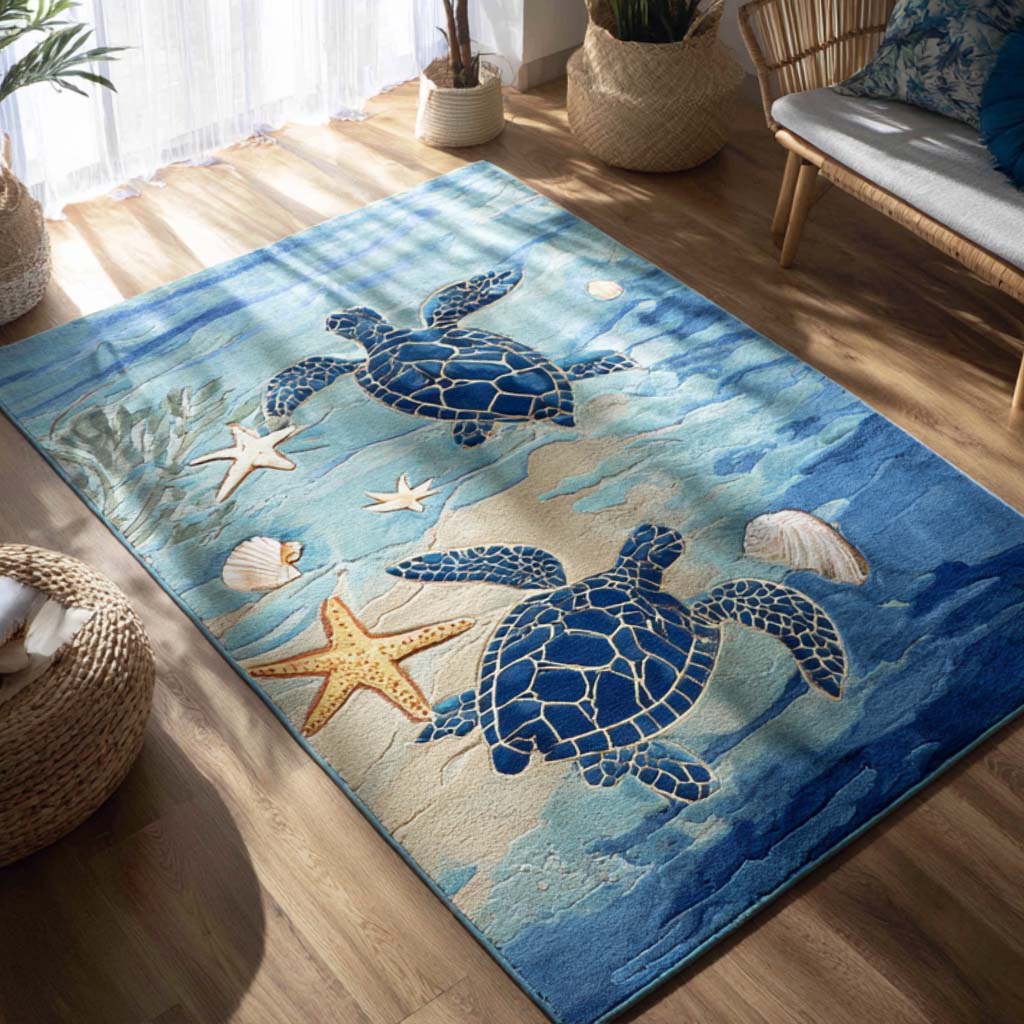 Tranquil Turtle Area Rug  Indoor Outdoor Rugs Best Christmas Gifts For Women