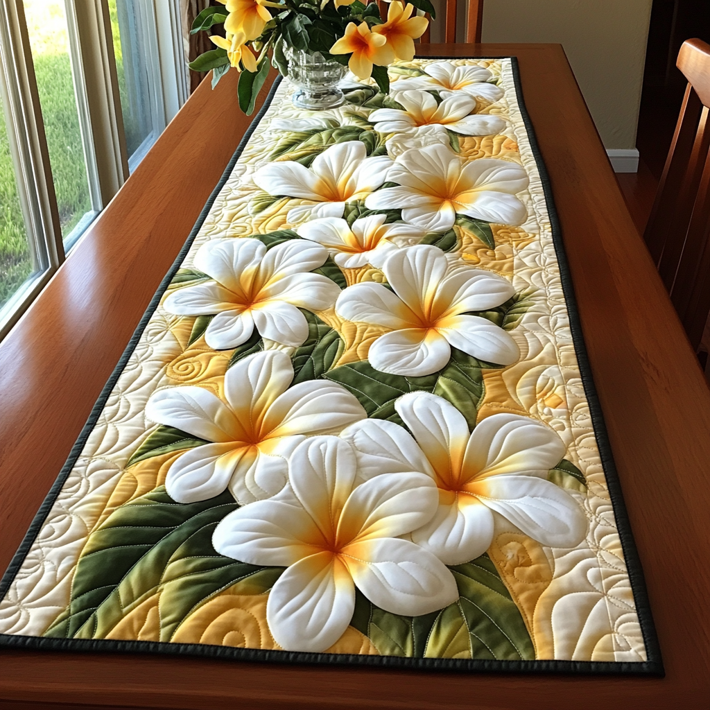 Tranquil Vibes Quilted Table Runner Dinner Table Decor Ideas Gifts For Flower Enthusiasts