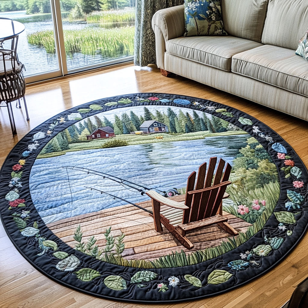 Tranquil Views Quilted Round Mat Home Front Door Design Fishing Gifts For Him
