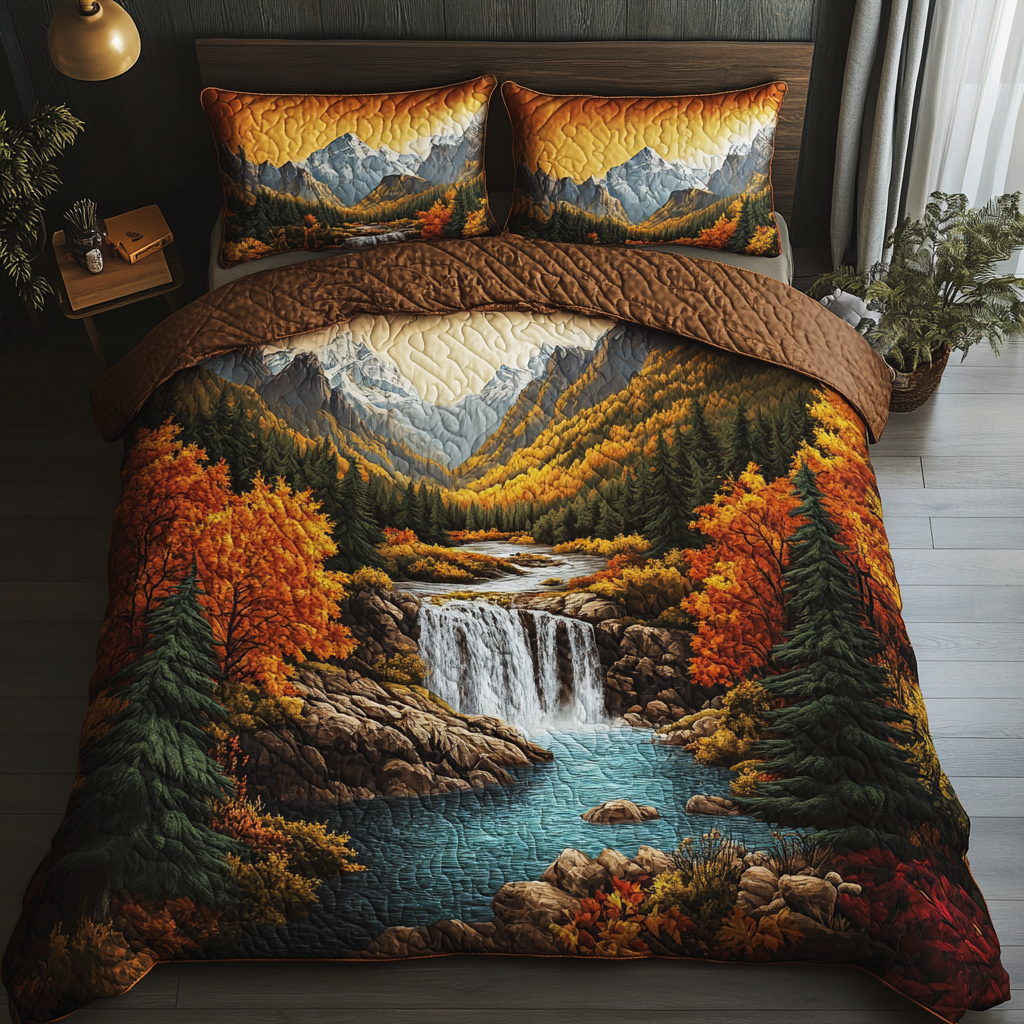 Tranquil Waters Quilted Bedding Set Bedroom Decor Cool Gifts For Nature Lovers