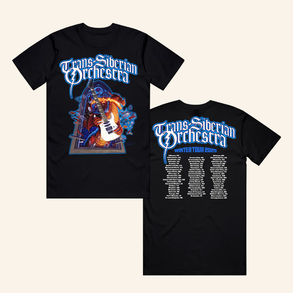Trans Siberian Orchestra Merch Dragon Guitar 2025 Itin T-Shirt Gift Ideas For Him