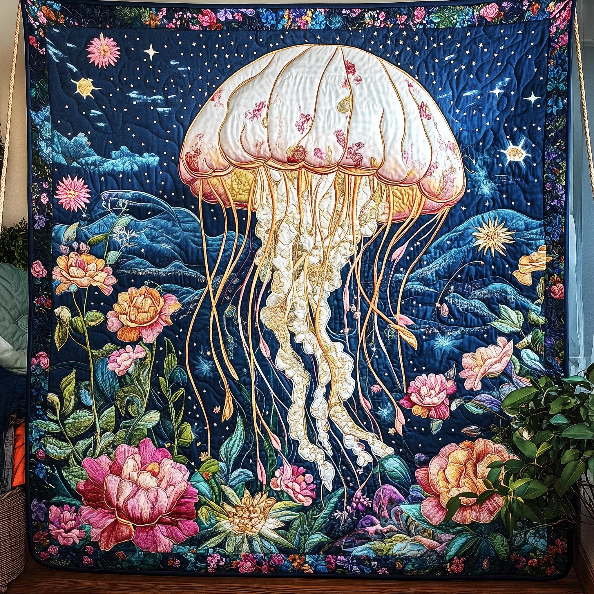 Translucent Beauty Quilted Blanket Nice Throw BlanketJellyfish Inspired Gifts