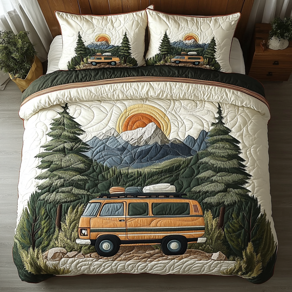 Travel Wheels Quilted Bedding Set Holiday Duvet Covers Camping Gifts For Dad