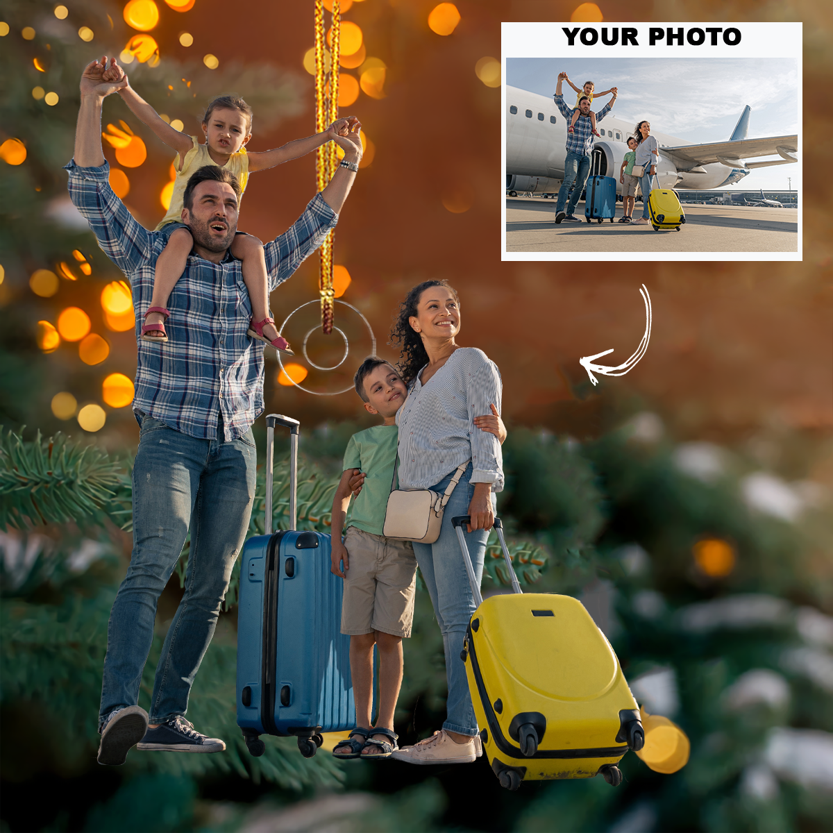 Traveling Family Personalized Photo Mica Ornament Customized Your Photo Ornament Christmas