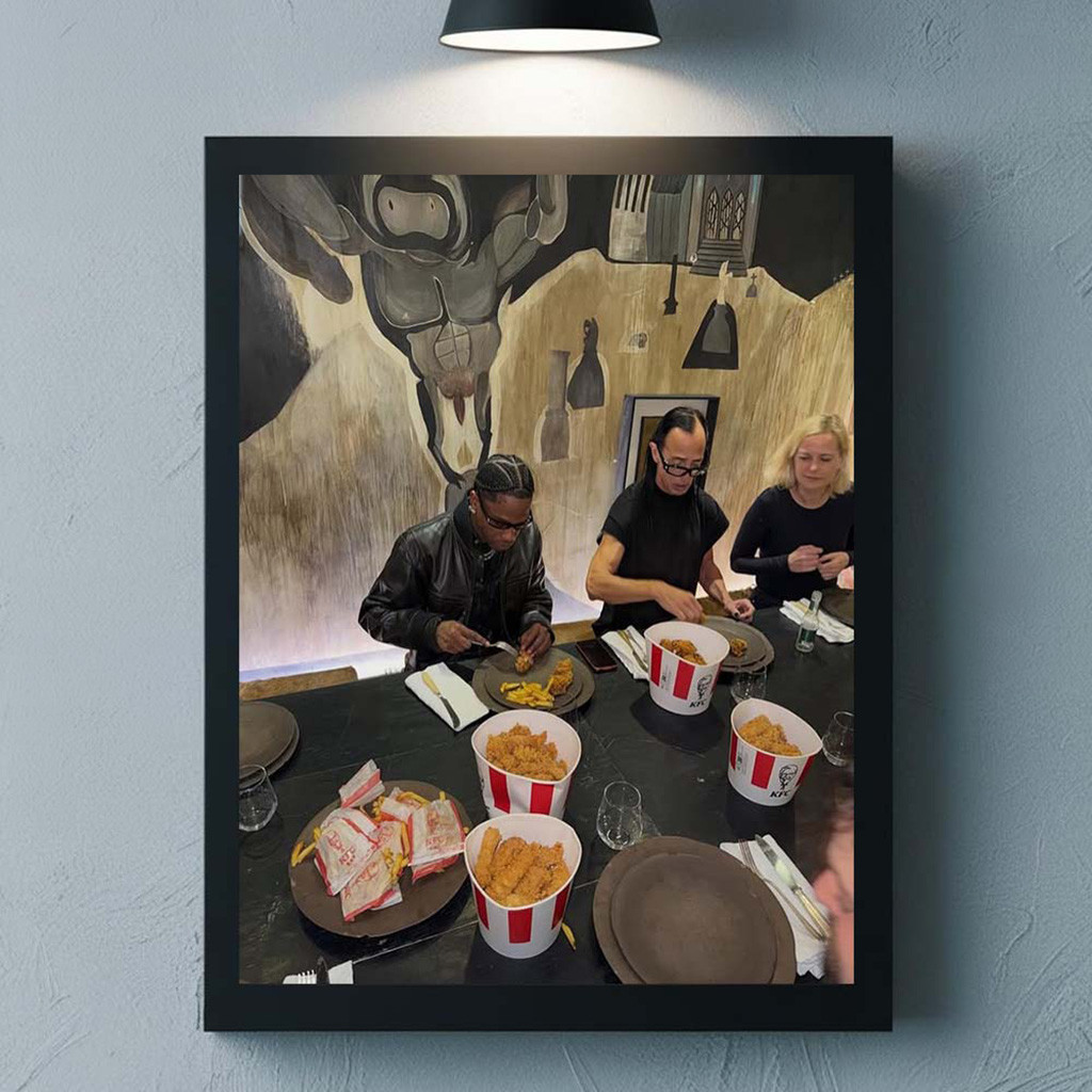 Travis Scott And Rick Owens Eating KFC Together Photo Poster Wall Art Decor