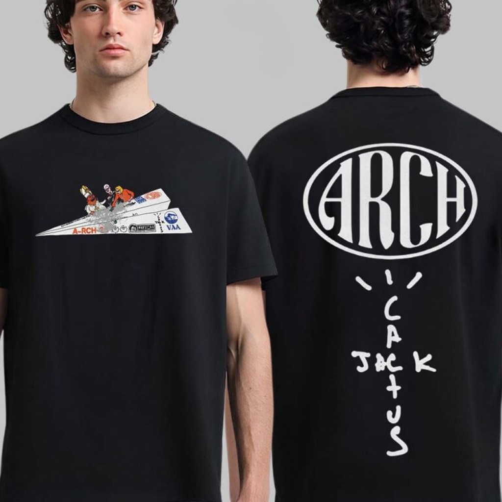 Travis Scott Cactus Jack X Virgil Abloh Arch Paper Plane T-Shirt Fan Merch Gifts For Son Travis Scott Cactus Jack X Virgil Abloh Arch Paper Plane T-Shirt Fan Merch Gifts For Son