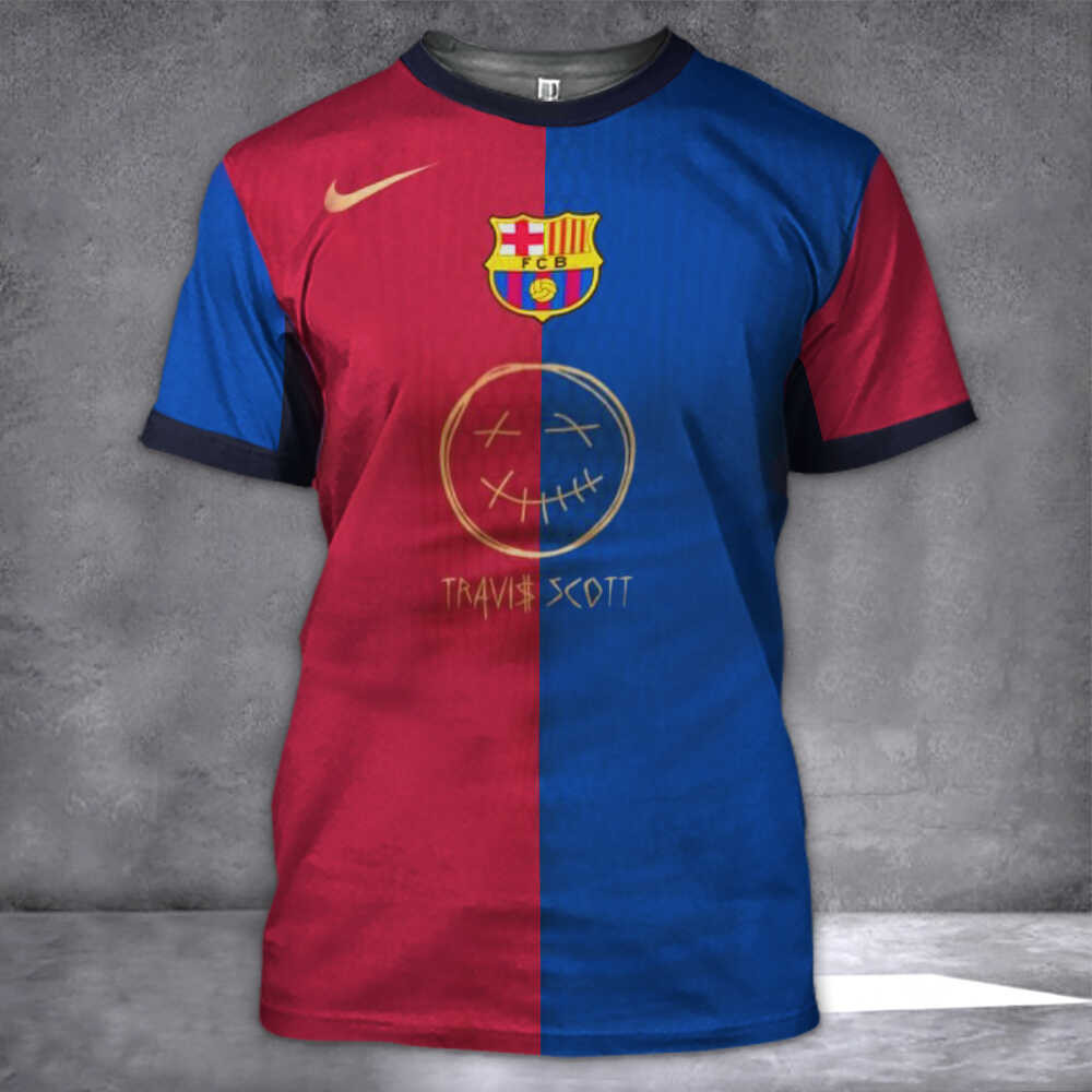 Travis Scott FC Barcelona's iconic El Clasico Shirt Gifts For Brother
