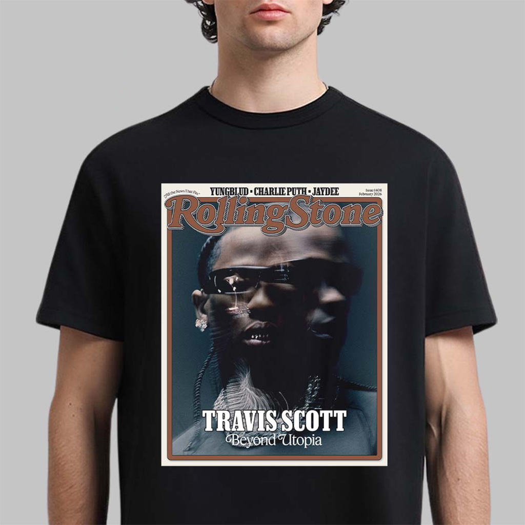 Travis Scott Graces The Cover Of Rolling Stone Magazine Beyond Utopia Issue 1408 February 2026 T-Shirt Travis Scott Graces The Cover Of Rolling Stone Magazine Beyond Utopia Issue 1408 February 2026 T-Shirt