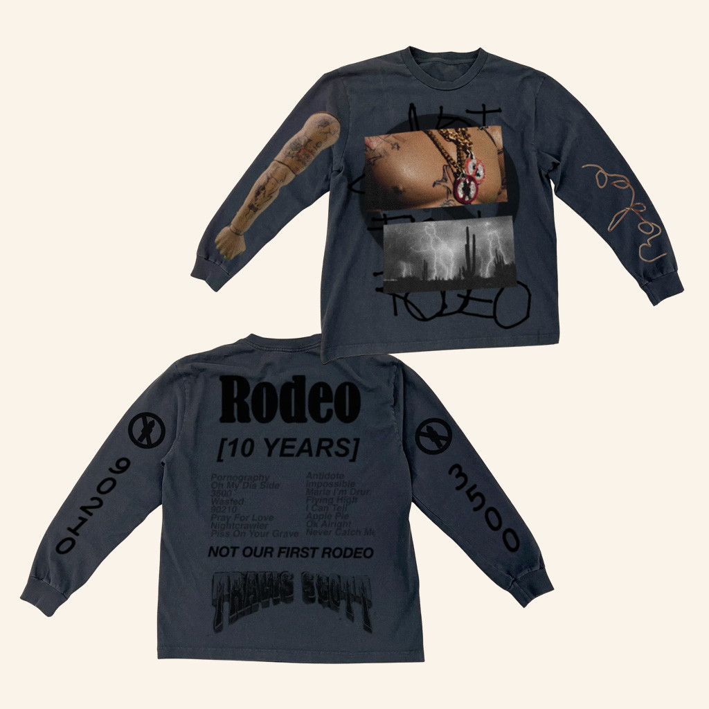 Travis Scott Merch Rodeo 10 Years Desert Long Sleeve T-Shirt Gifts For Music Fans