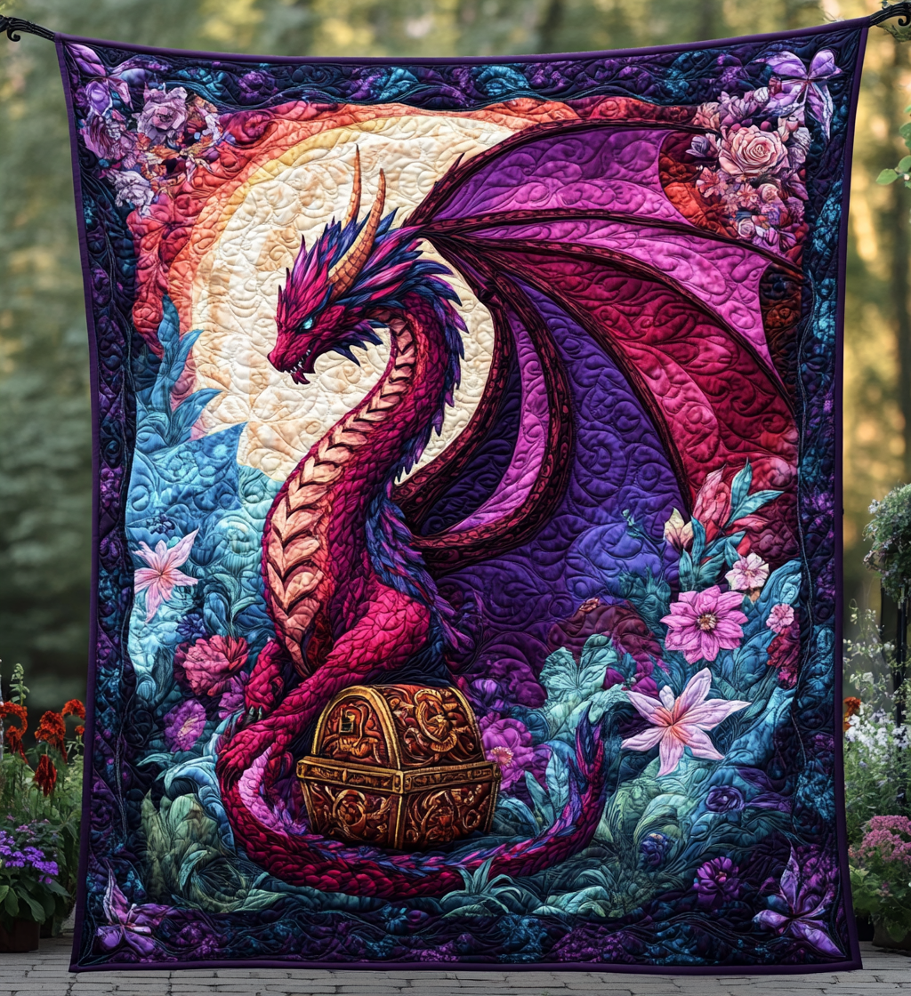 Treasure Of Dawn Quilted Blanket Unique Dragon Gifts
