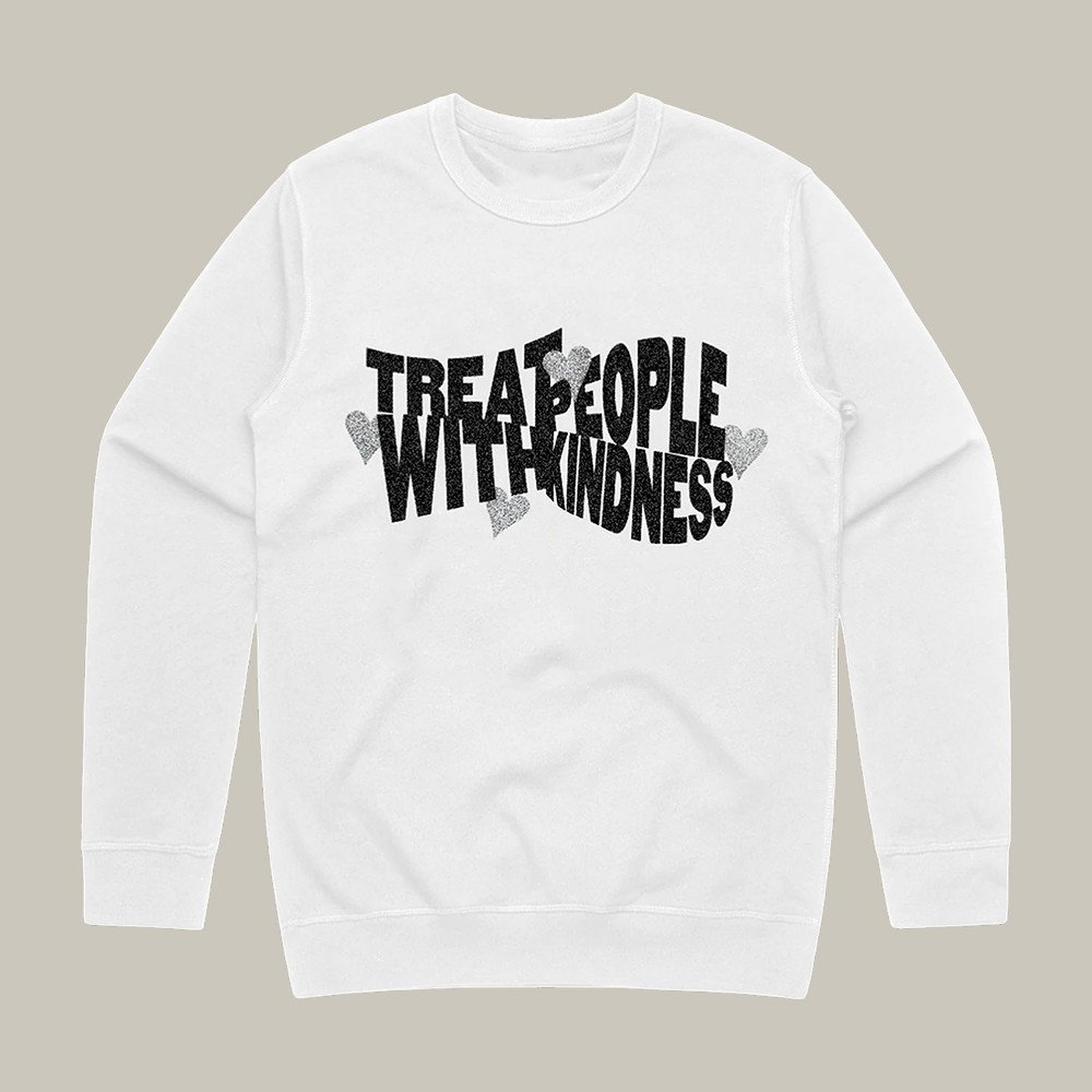 Treat People With Kindness Glitter Sweatshirt Harry Styles Apparel Music Lover Gift For Him