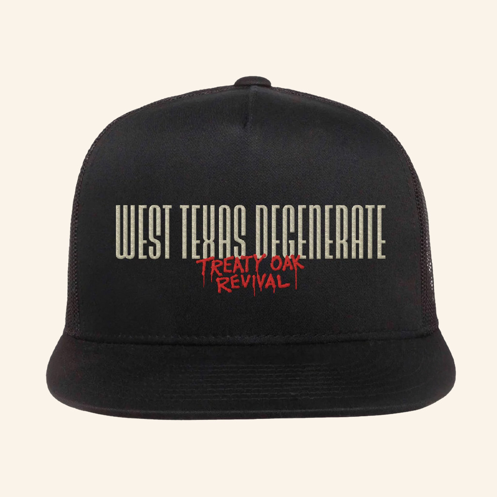 Treaty Oak Revival Merch Embroidered West Texas Degenerate Trucker Snapback Hat Dad Gifts