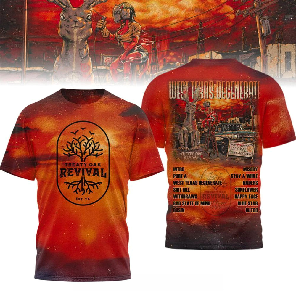 Treaty Oak Revival West Texas Degenerate T-Shirt Treaty Oak Revival Merch Gifts For Rock Lovers