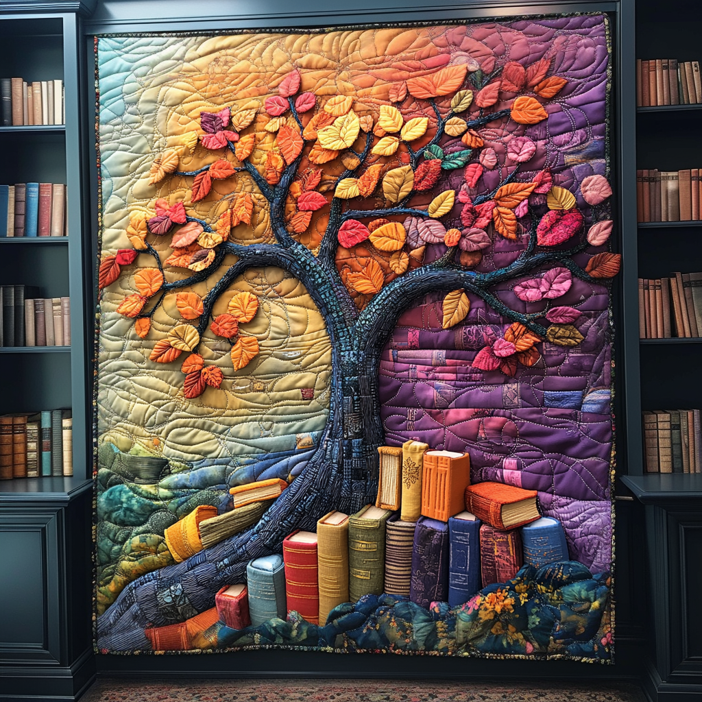 Tree Of Book Quilted Blanket Owl Blanket Idea Gifts For Her