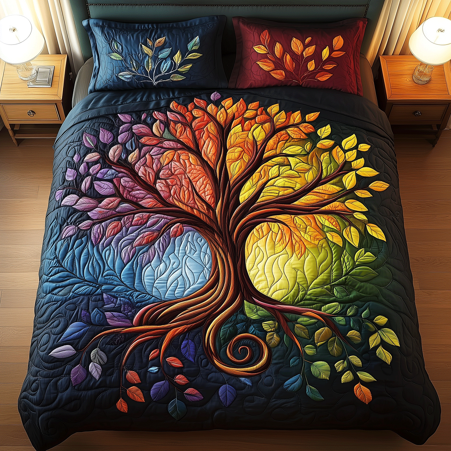 Tree Of Harmony Quilted Bedding Set Comfy Bedding Set That Adds Style and Warmth
