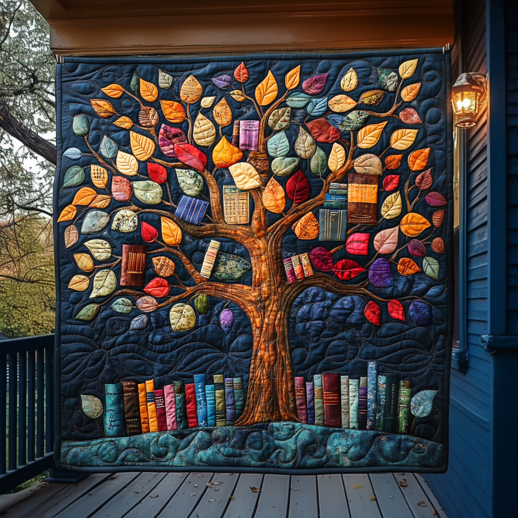 Tree Of Knowledge Quilted Blanket Gift For Owl Lover