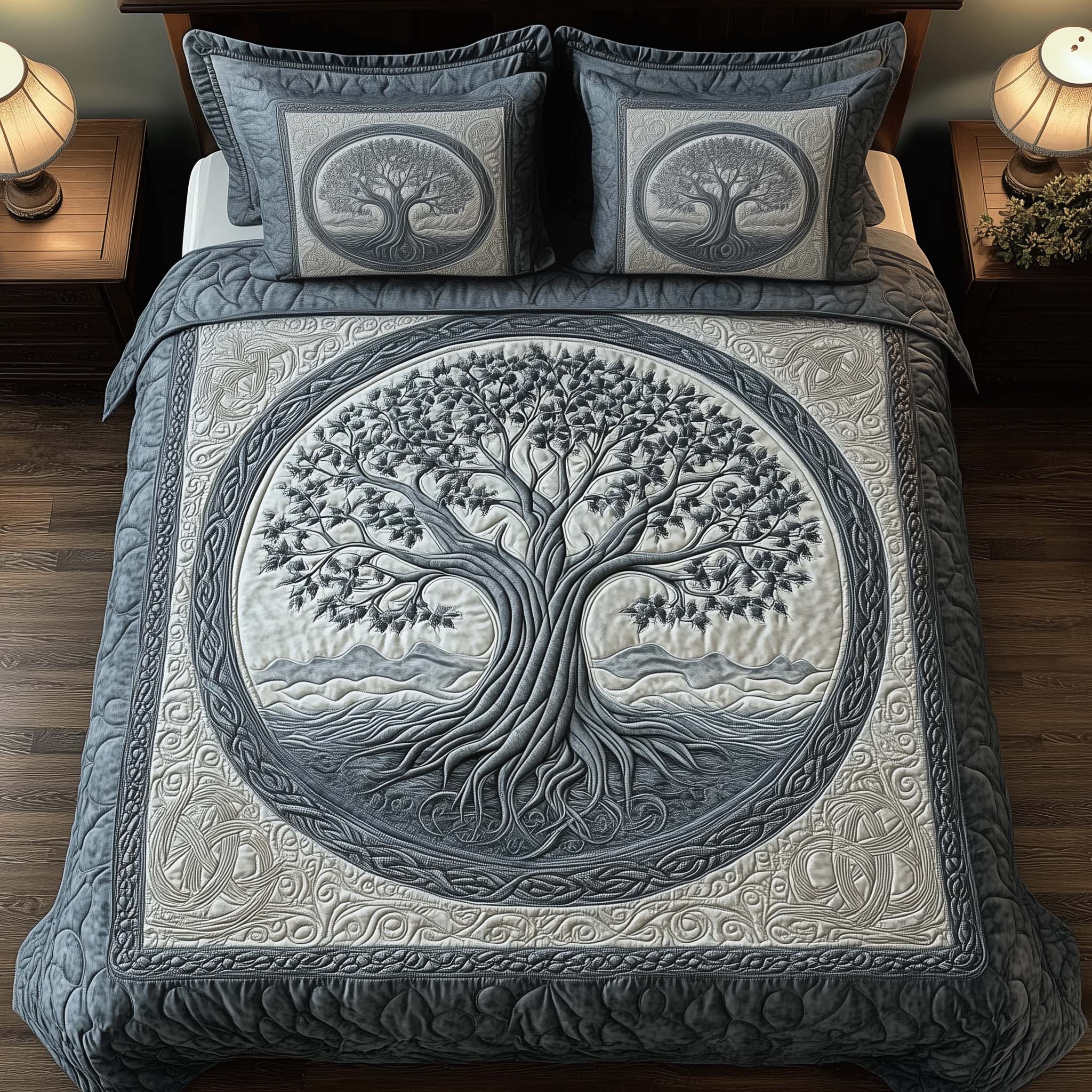 Tree Of Life Quilted Bedding Set Boho Spiritual Bedroom Decor Gift For Nature Lovers