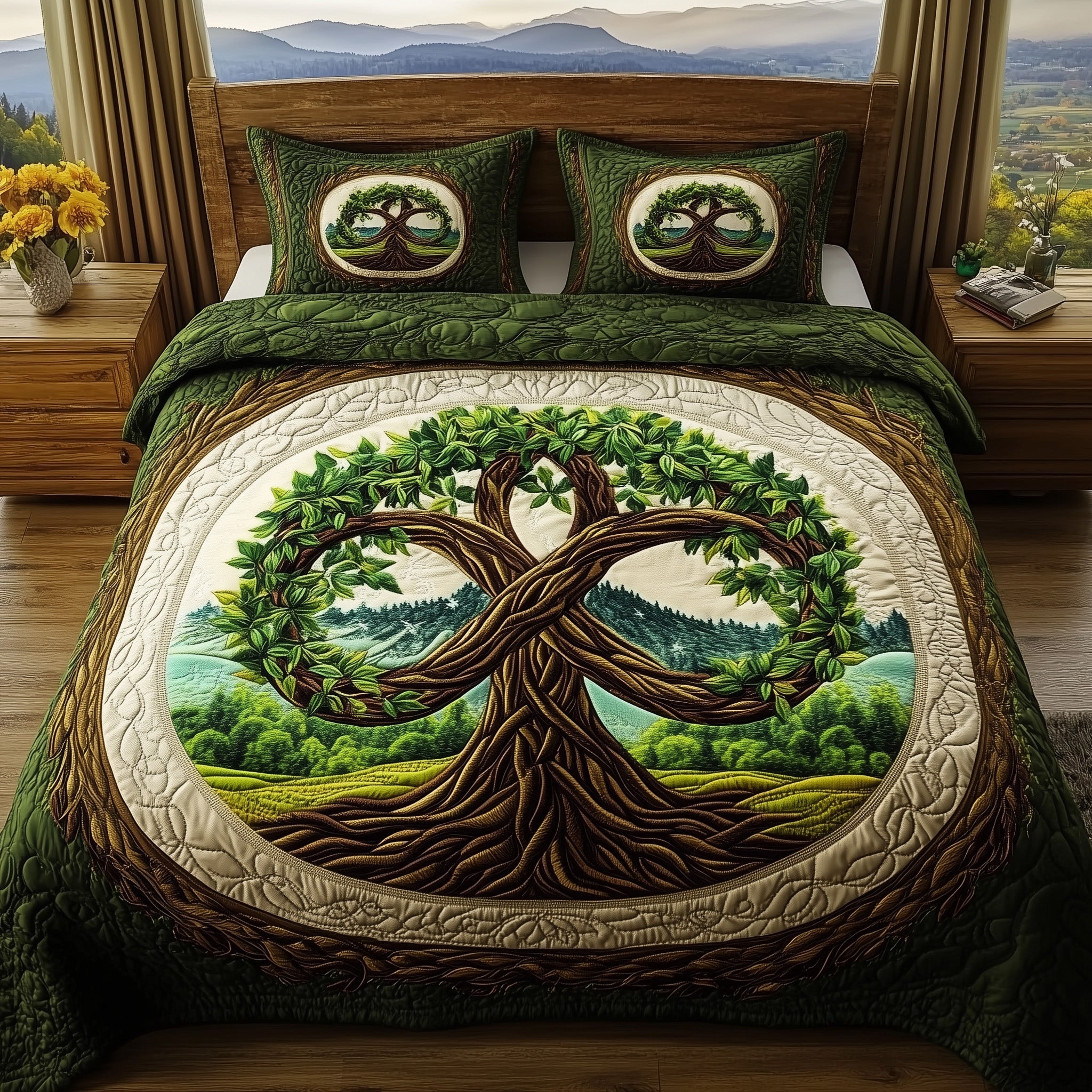 Tree of Life Quilted Bedding Set Duvet Cover Merchandise Tree Of Life Gift Items
