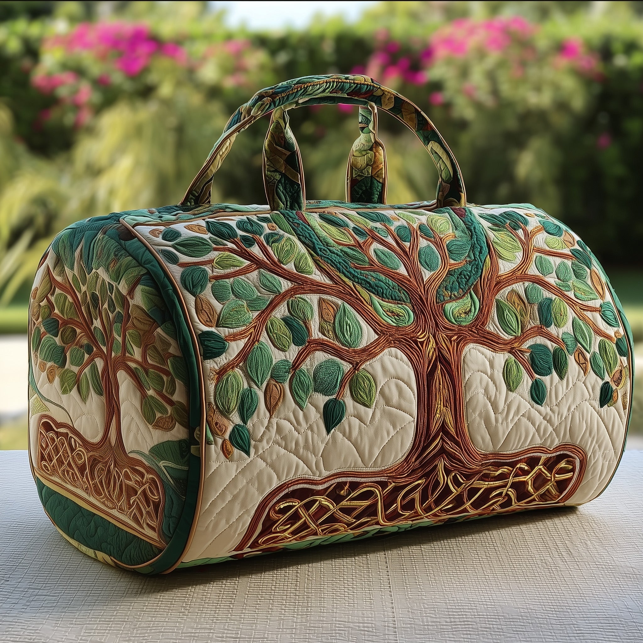Tree Of Life Quilted Duffle Bag For Daily Commute