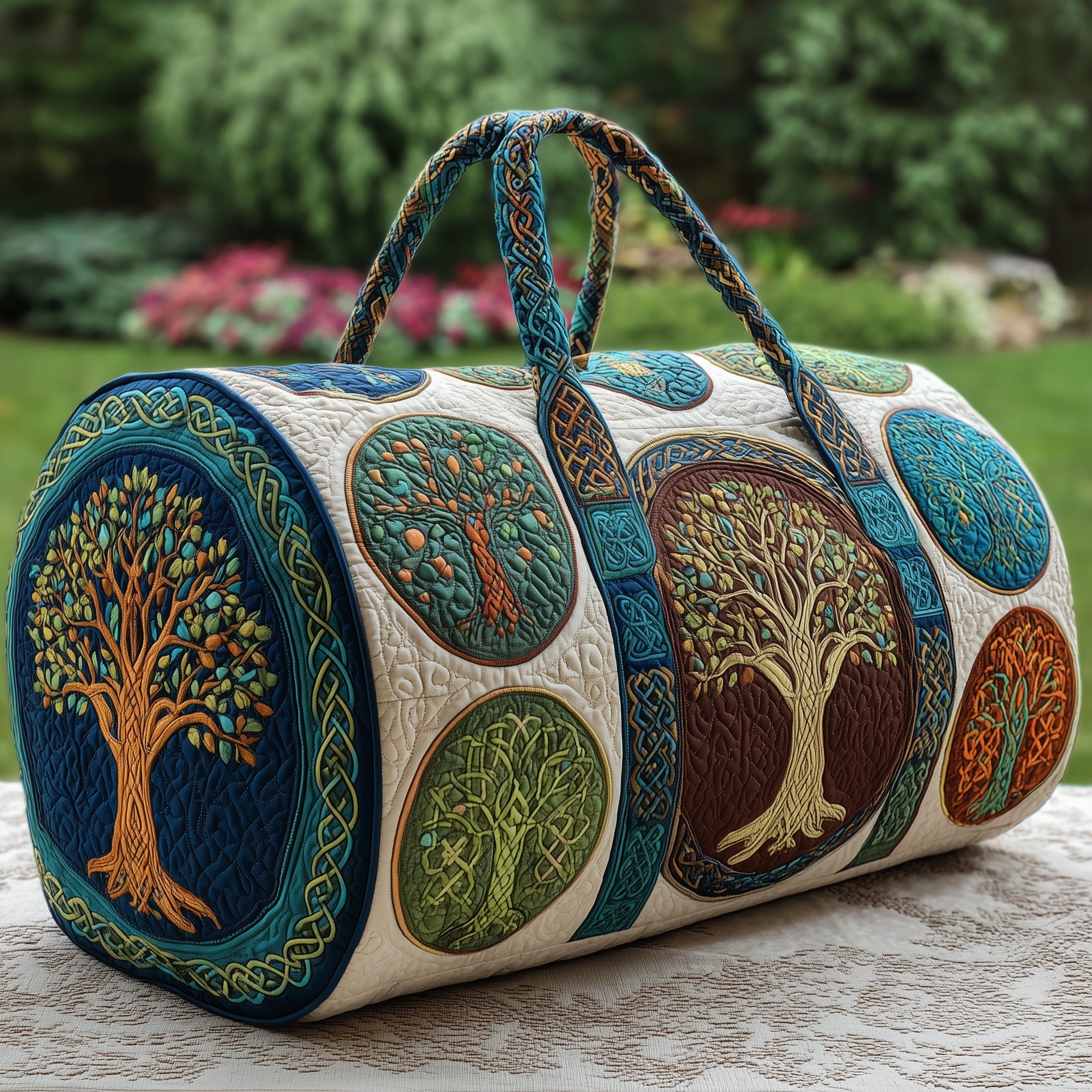 Tree Of Life Quilted Duffle Bag For Office And Campus