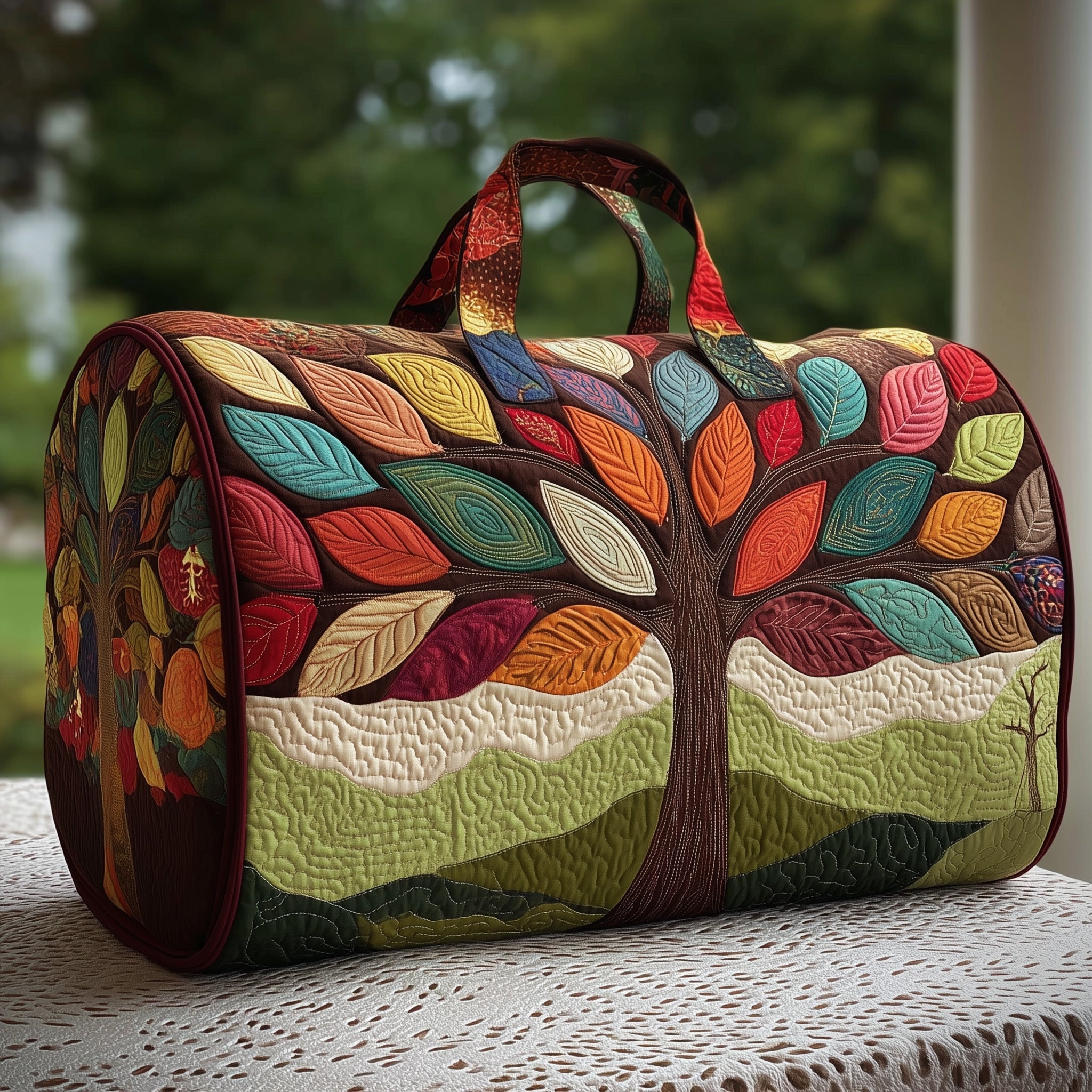 Tree Of Life Quilted Duffle Bag For Outdoor Activities