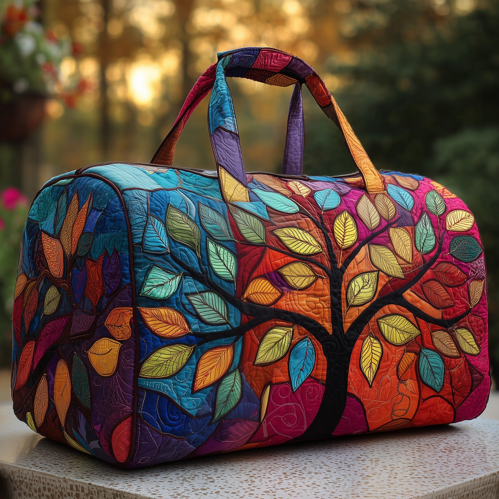 Tree Of Life Quilted Duffle Bag For Work And Travel