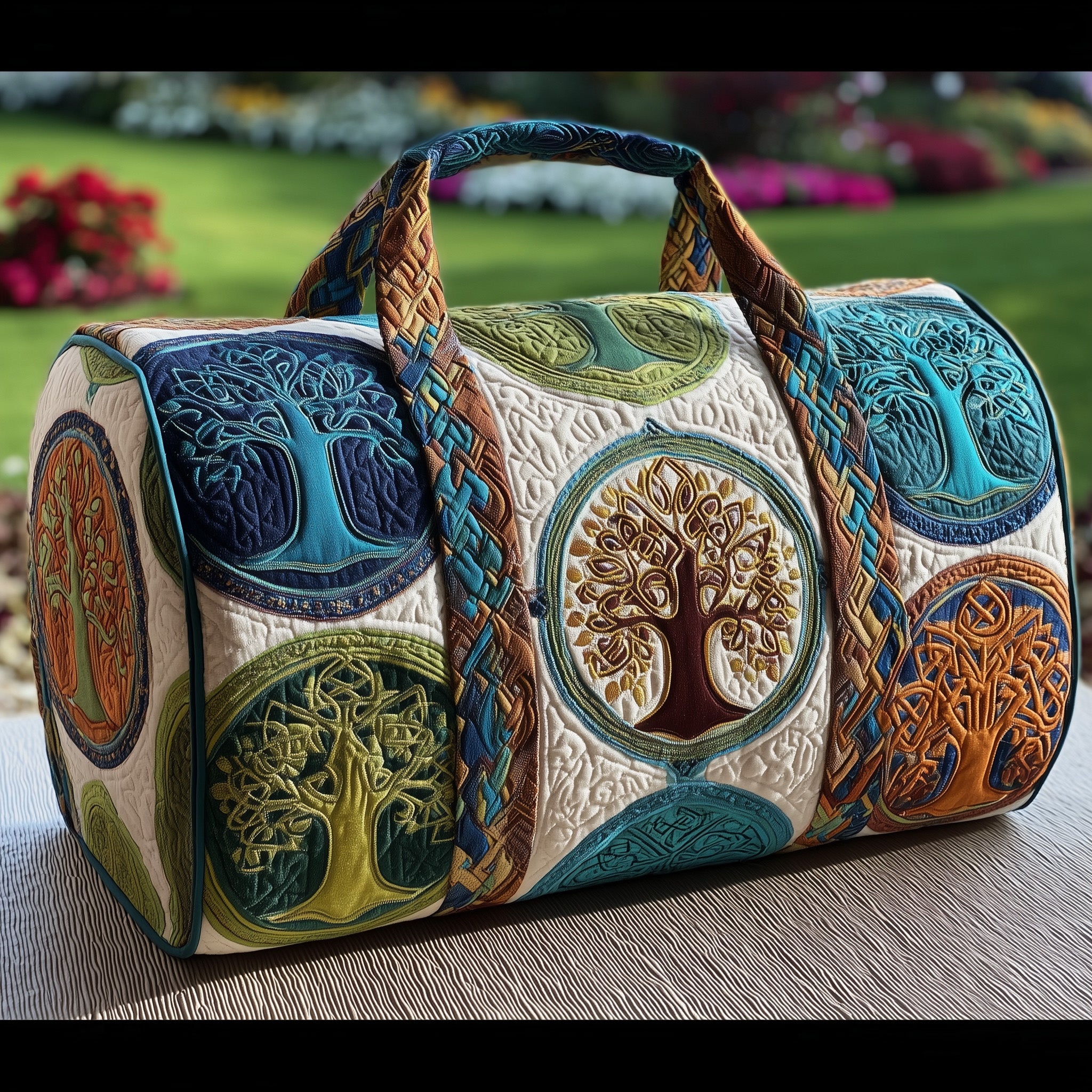 Tree Of Life Quilted Duffle Bag Travel Friendly Design