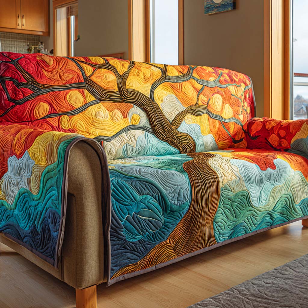 Tree of Life Quilted Sofa Cover Sofa Chaise Cover Cute Fall Gifts